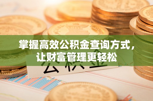 镇雄掌握高效公积金查询方式，让财富管理更轻松